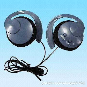 FM Radio with Ear Hook and Built-in Speakers